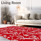 Chinoiseries Red White Floral Tree Scroll Rug
