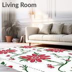 Red Floral Vine Tile Rug