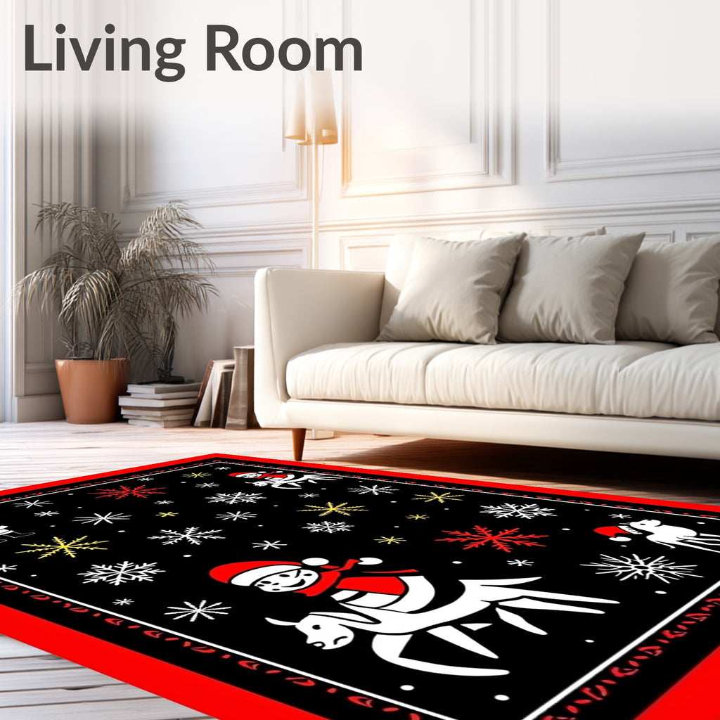 Winter Wonderland Santa Snowflakes Red Rug