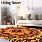 Vibrant Orange and Brown Mandala Rug