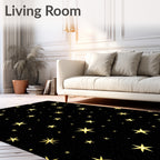 Golden Sparkling Stars Cosmos Rug