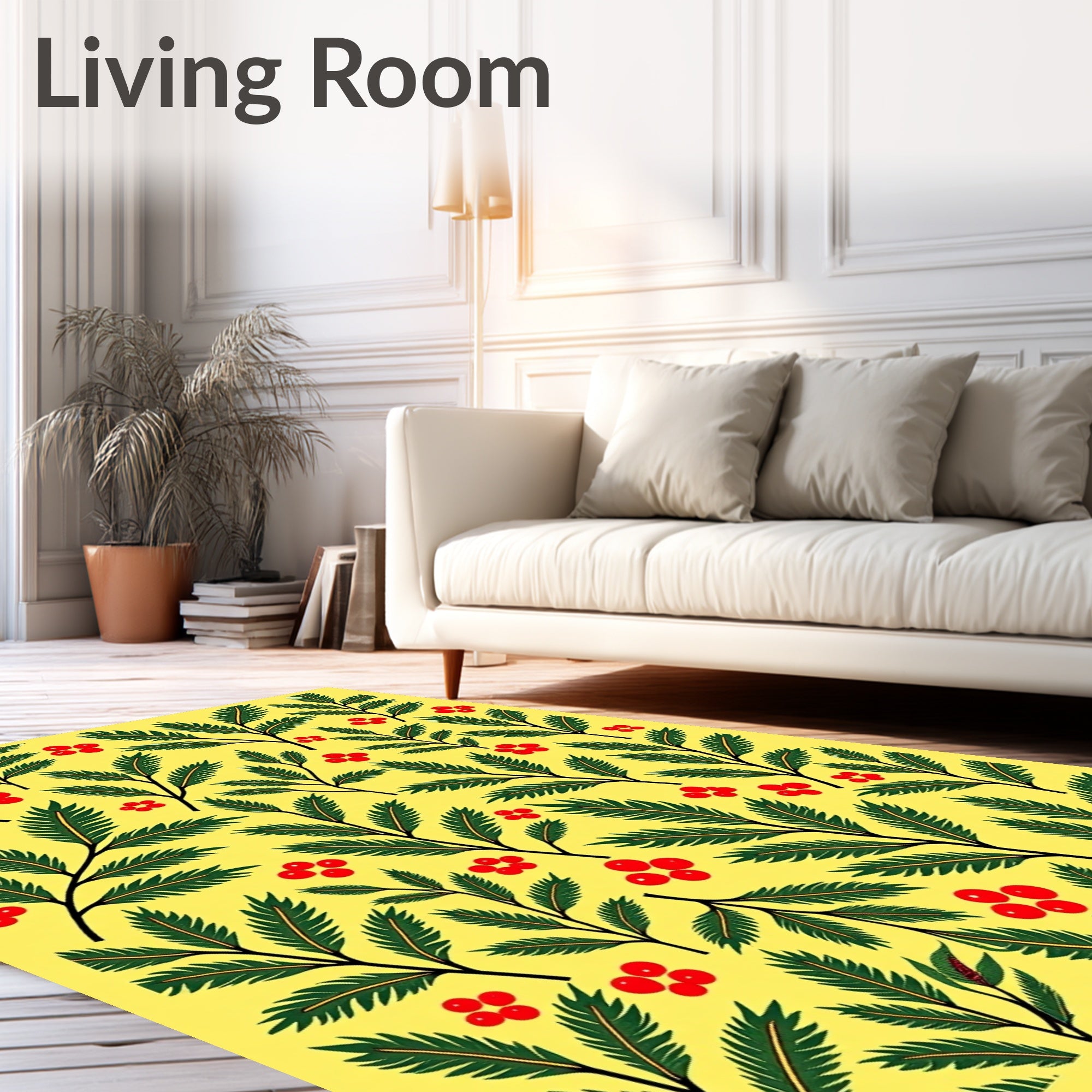 Golden Yellow Berry Foliage Repeat Rug