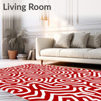 Bold Red Swirled Maze Rug