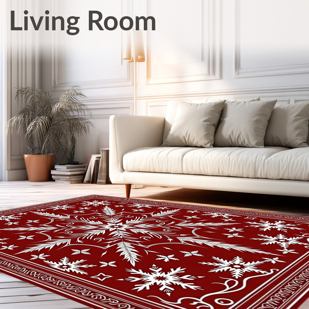 Scarlet White Winter Bloom Rug