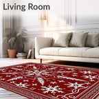 Scarlet White Winter Bloom Rug