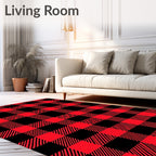 Crimson Black Gingham Check Rug