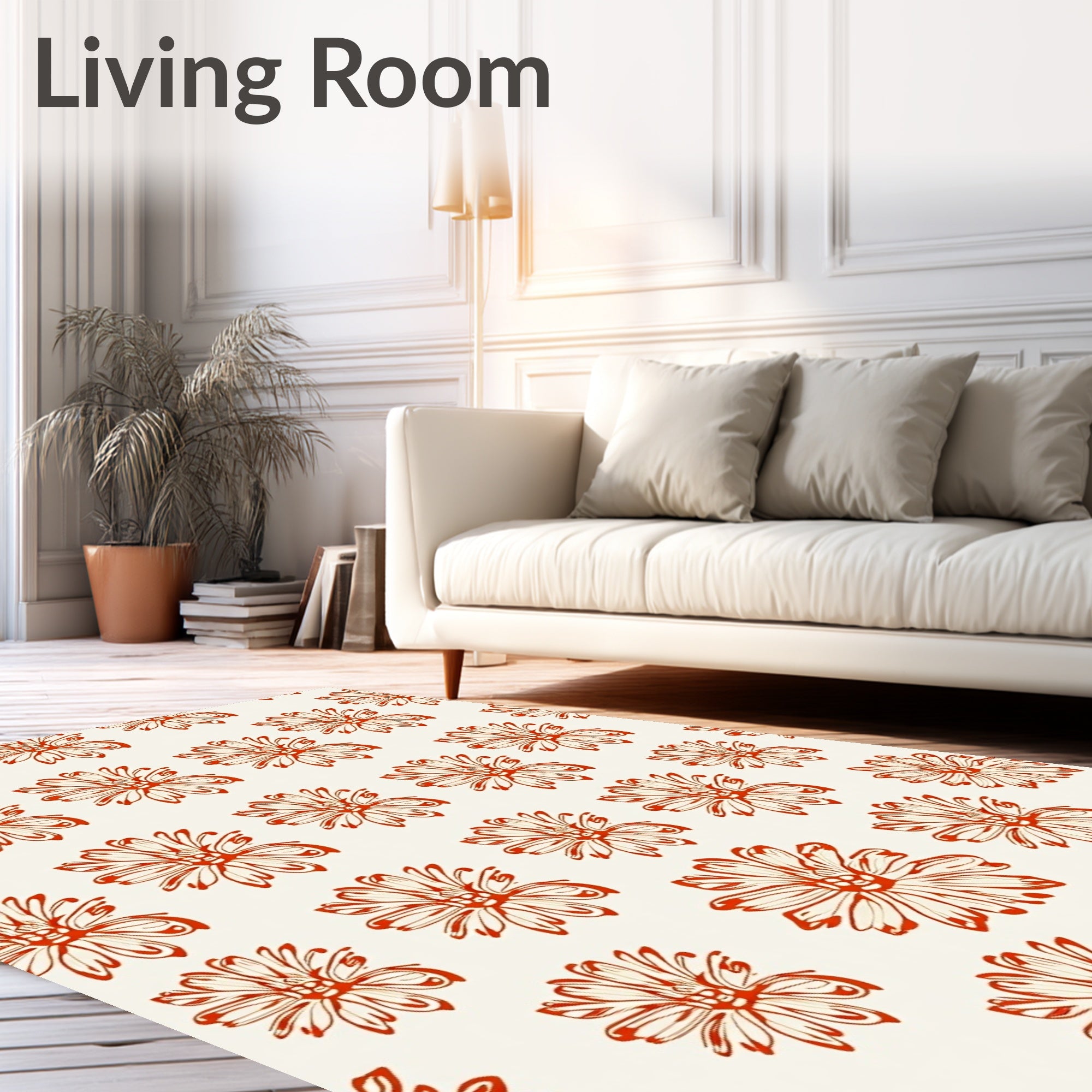 Cranberry Outline Daisy Garden Rug