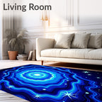 Radiant Blue Nebula Starry Night Rug