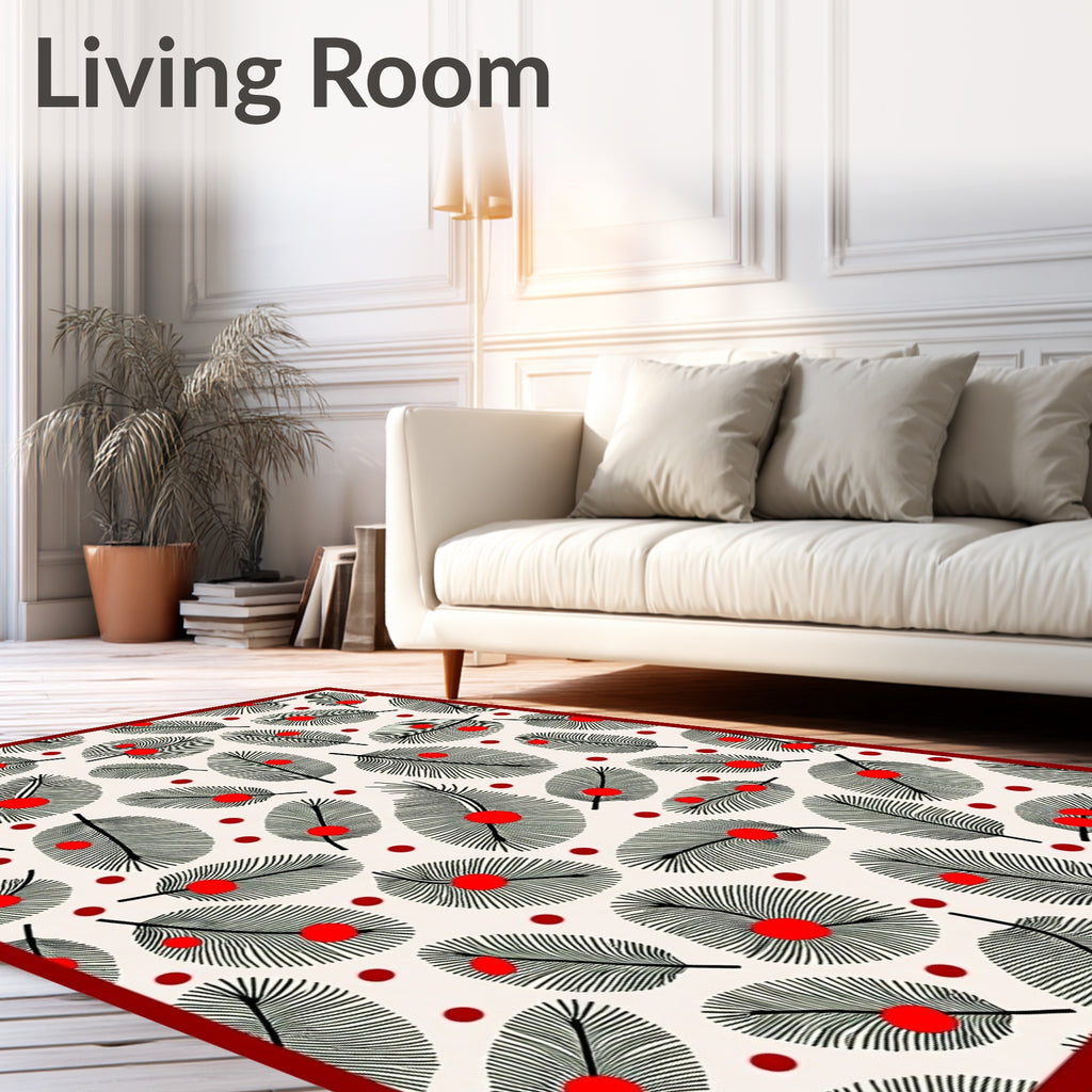 Festive Red Berry Pine Needle Rug