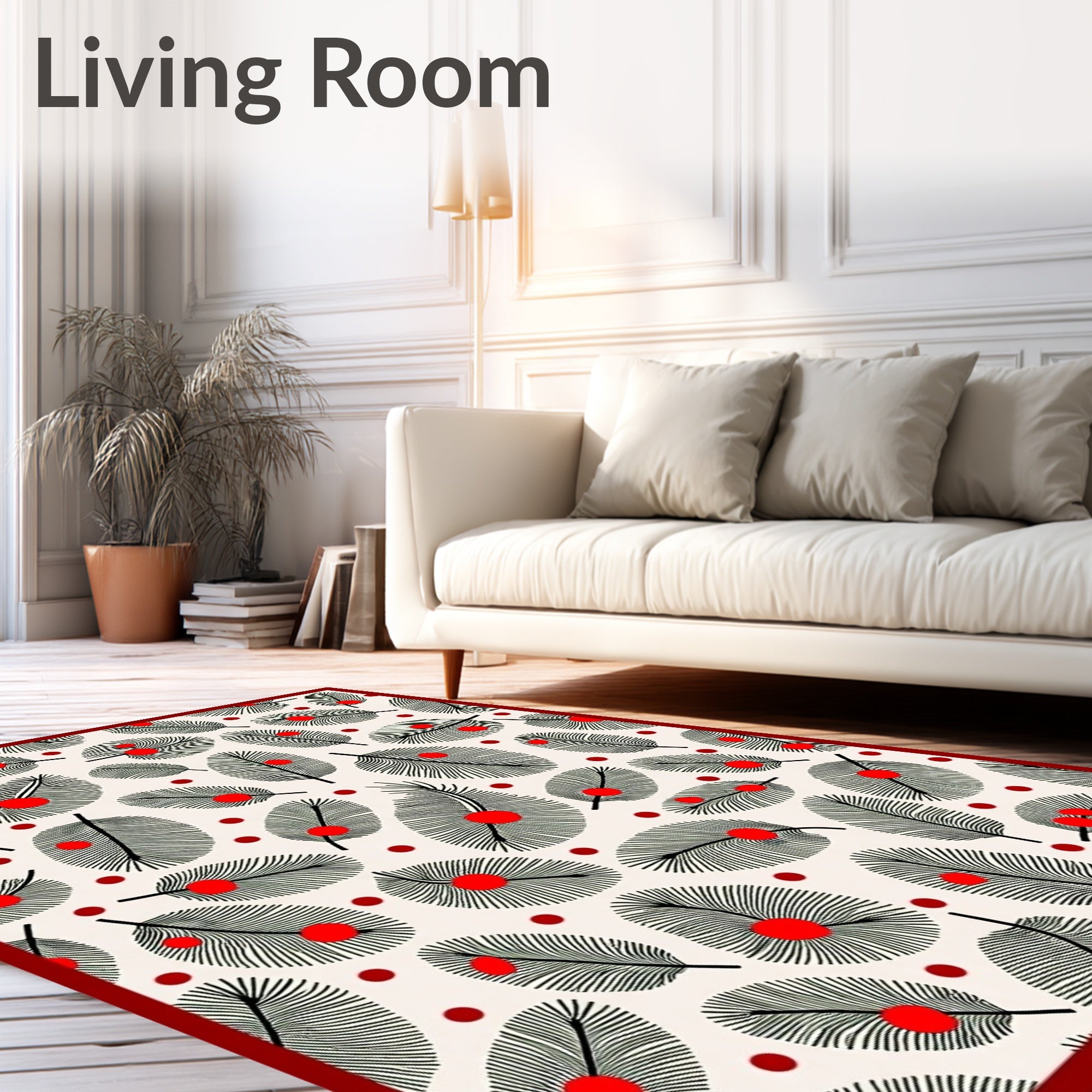 Festive Red Berry Pine Needle Rug