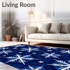 Deep Blue Snowflake Mandala Medallion Rug