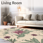 Dusty Rose Green Floral Art Nouveau Rug