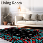 Festive Holly Berry Snowflake Frame Rug