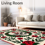 Red Rose Skull Tattoo Art Rug