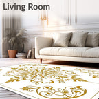 Golden Baroque Floral Medallion Rug