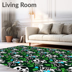 Dark Skull Floral Vine Whimsical Rug