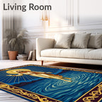 Radiant Divine Figure on Water Rug