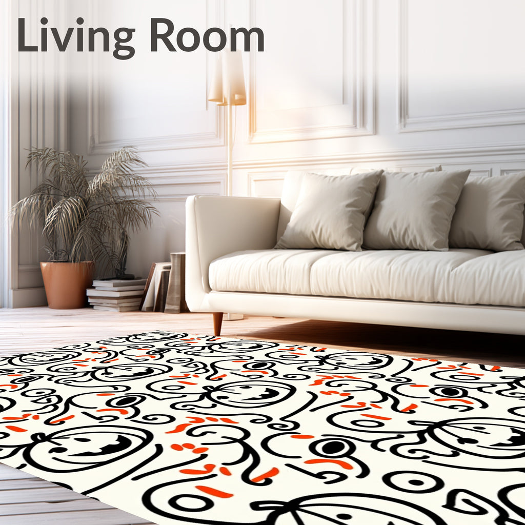 Whimsical Pumpkin Ghost Swirls Rug