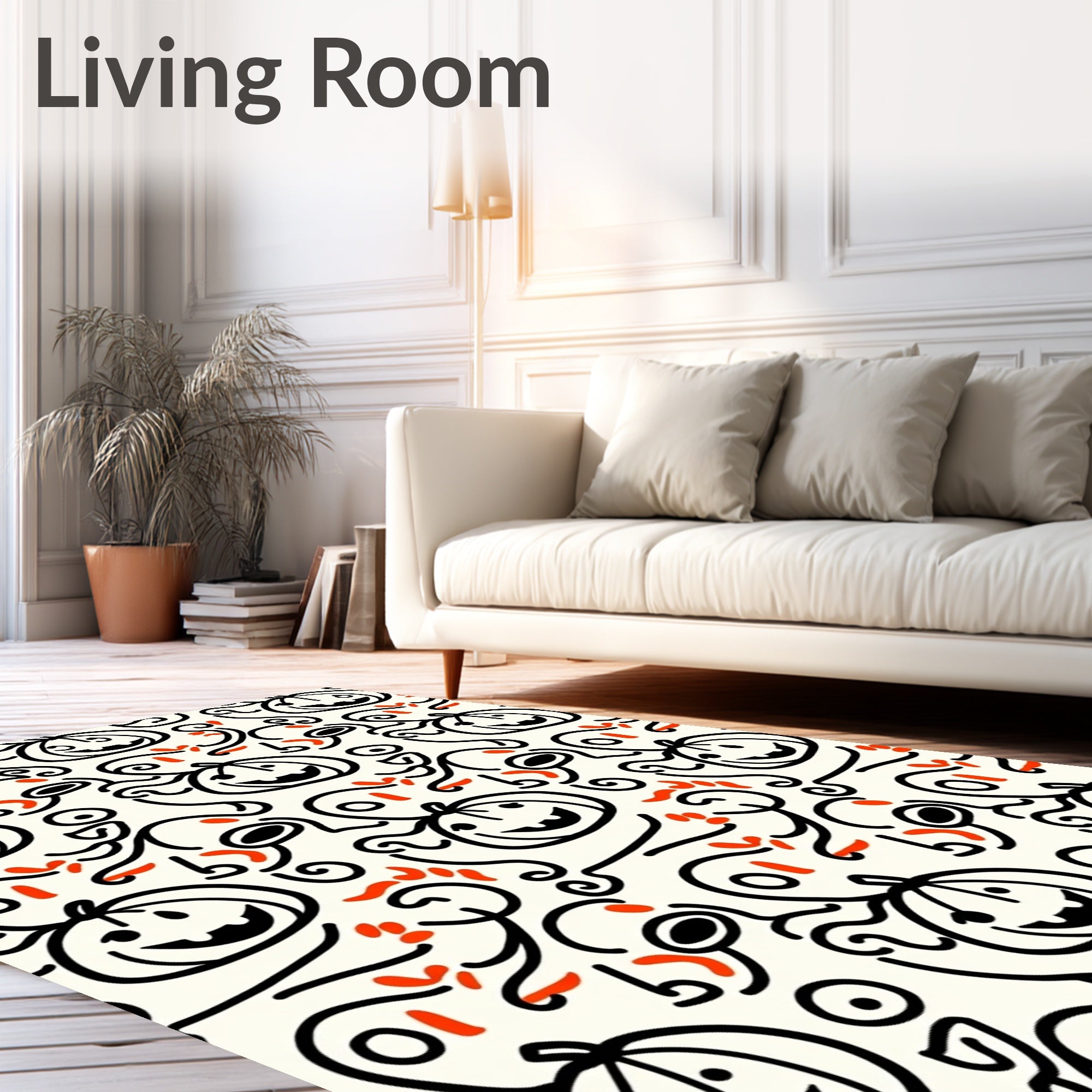 Whimsical Pumpkin Ghost Swirls Rug