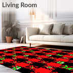 Red Black Plaid Holly Accents Rug