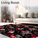 Red Black Skull Santa Christmas Rug