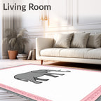 Gray Elephant Whimsical Pinstripe Rug