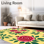 Crimson Rose Garland Yellow Background Rug