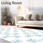Delicate Blue Rococo Floral Medallion Rug