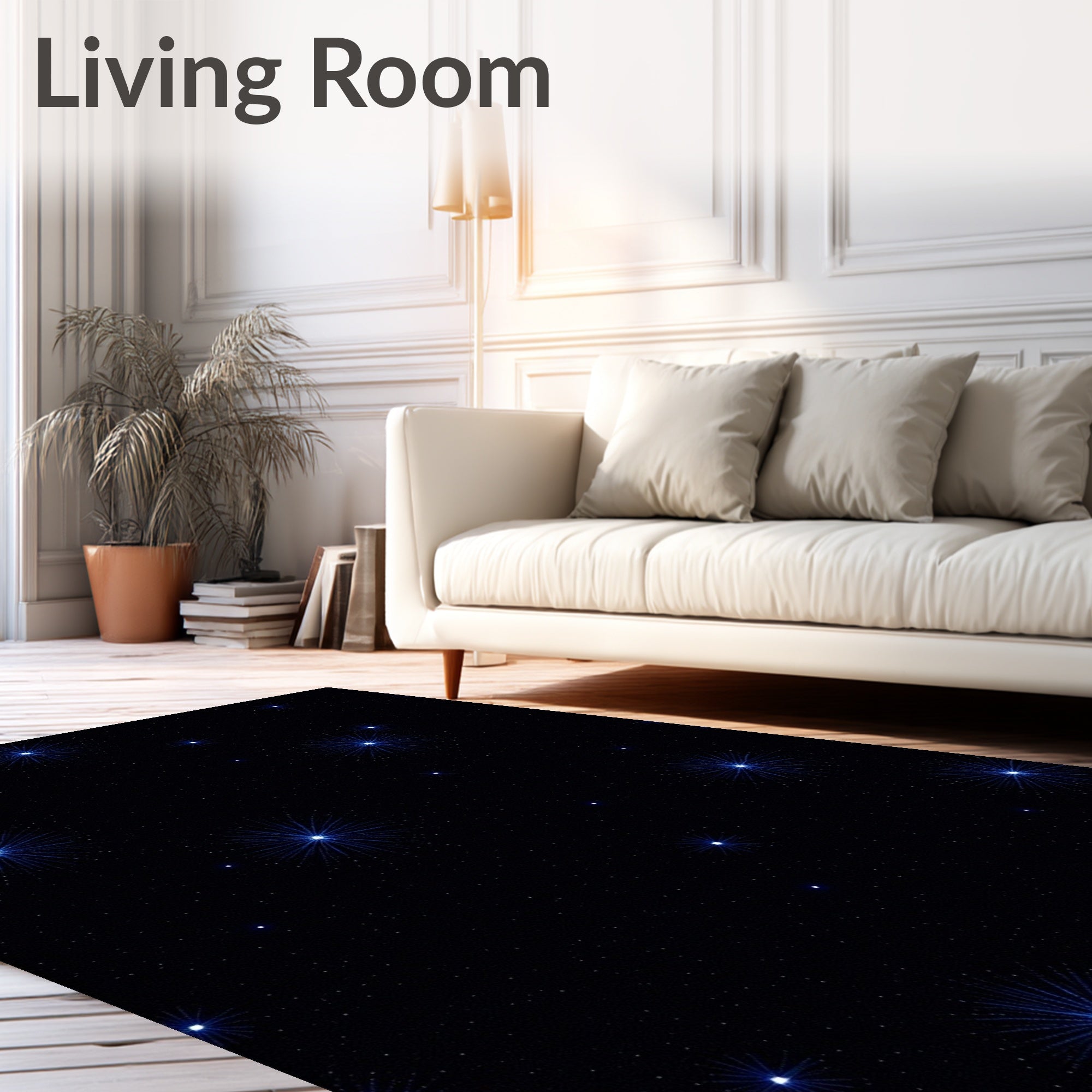 Deep Space Blue Burst Stars Rug