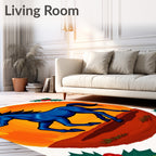Bold Blue Horse Running Sunset Holly Rug