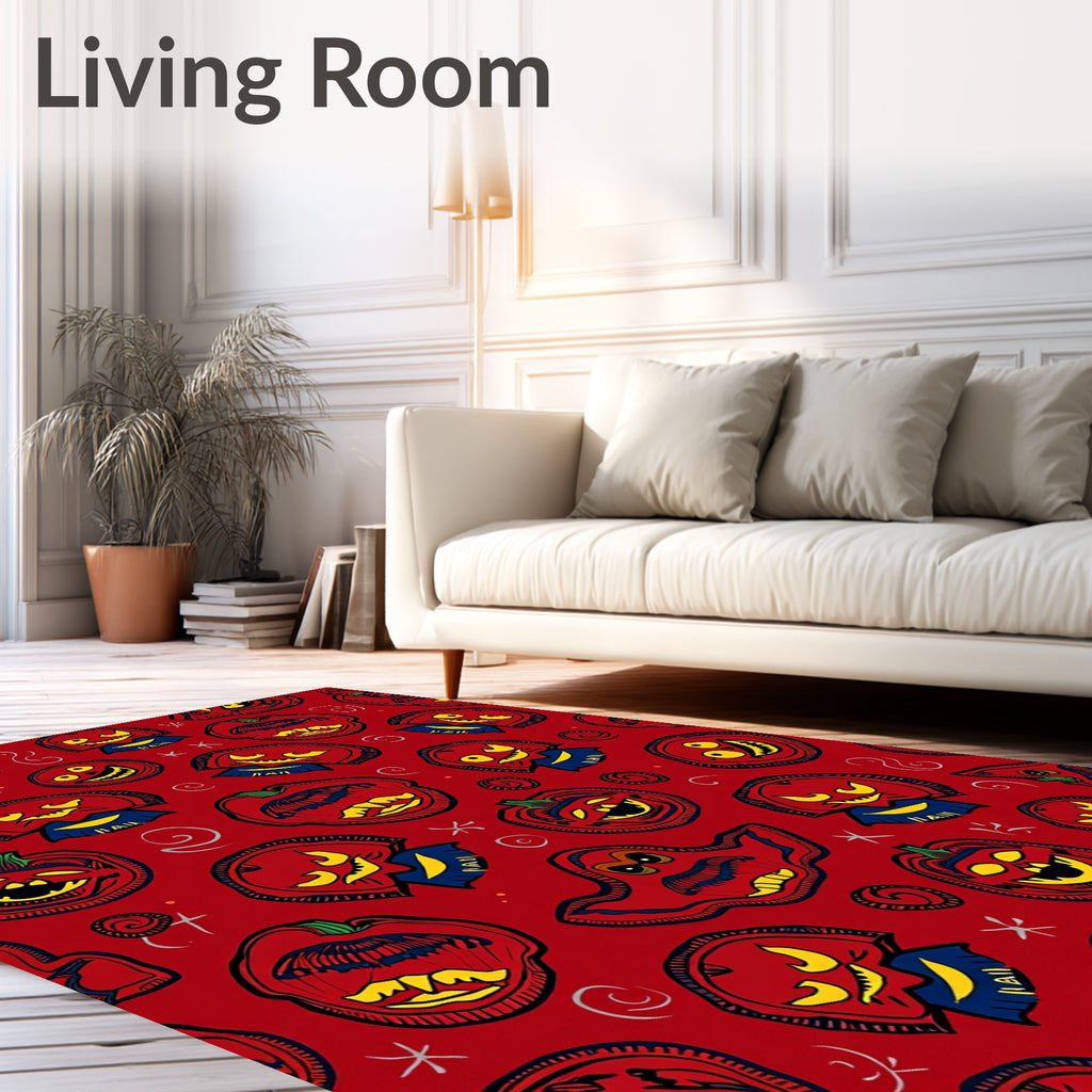 Spooky Red Jack O Lantern Halloween Rug