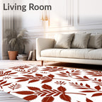 Terracotta Leaf Branch Repeating Pattern Rug