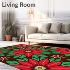 Vibrant Red Poinsettia Bloom Rug