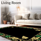Art Nouveau Black Gold Green Plumb Bob Frame Rug