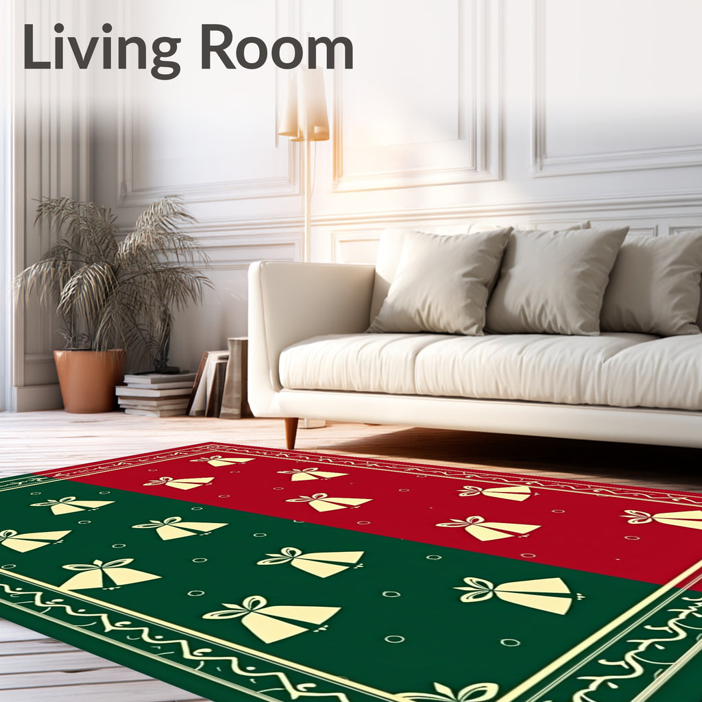Festive Red Green Bell Scatter Rug