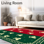 Festive Red Green Bell Scatter Rug