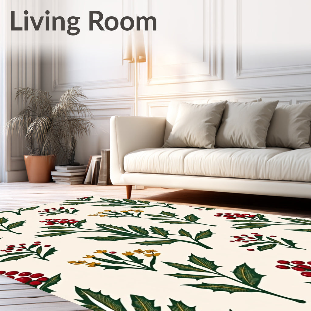 Deep Forest Holly Berry Garland Rug