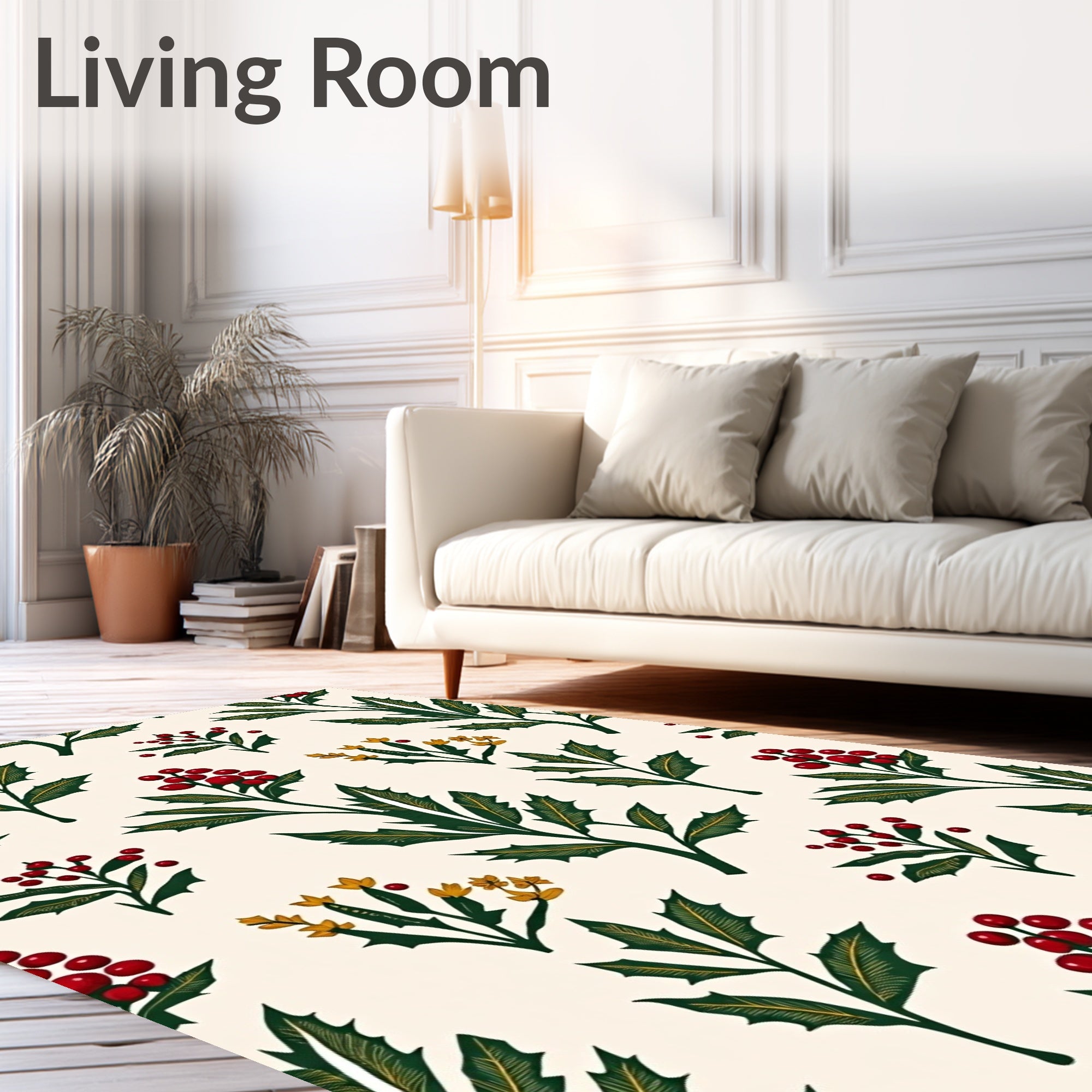 Deep Forest Holly Berry Garland Rug