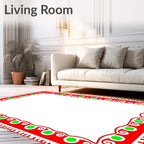 Festive Red Green Dot Swirl Border Rug