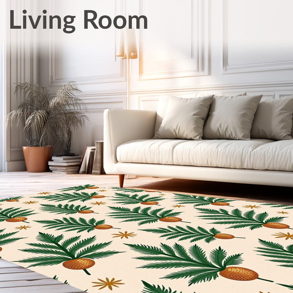 Golden Orb Palm Frond Medallion Rug