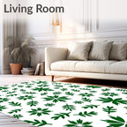 Deep Forest Green Botanical Collage Rug