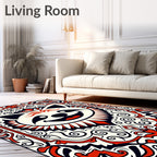 Joyful Raccoon Floral Crest Ivory Rug