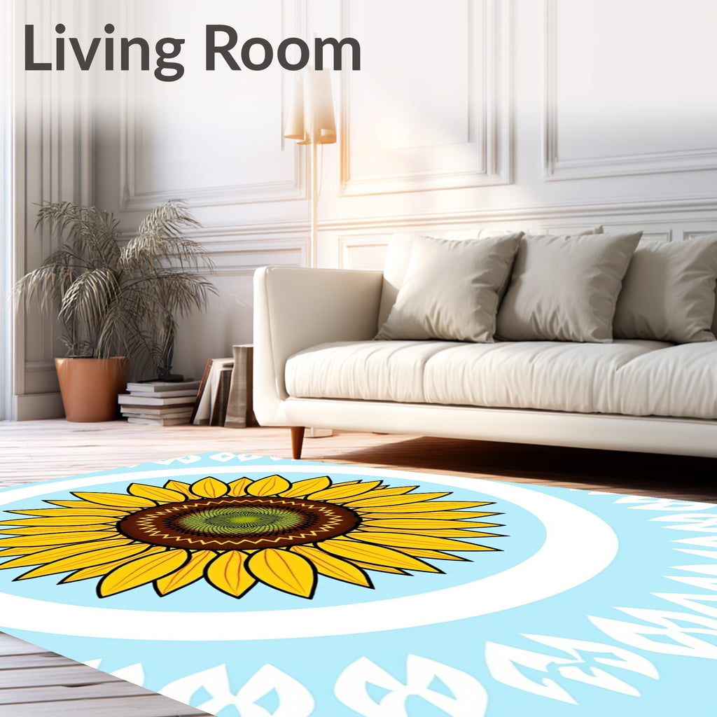 Radiant Yellow Sunflower Mandala Rug