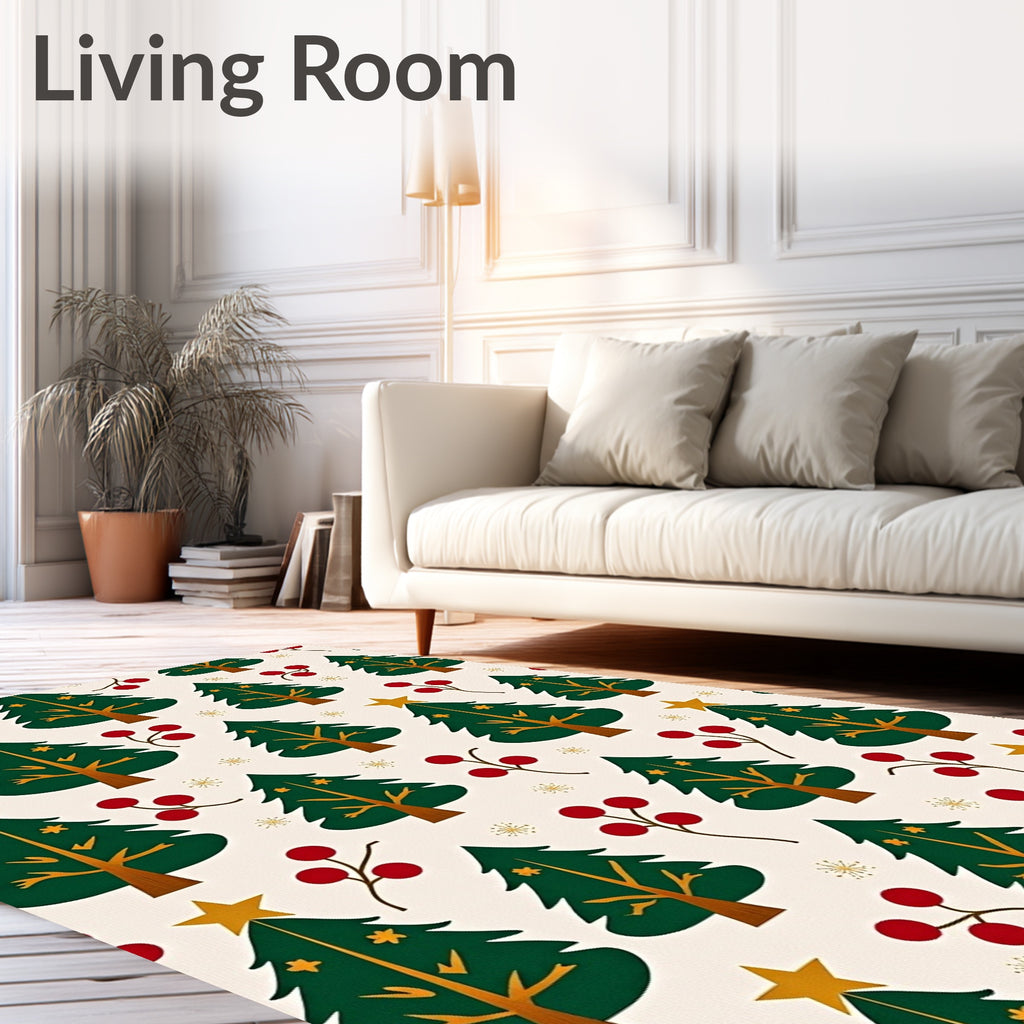 Red Berry Christmas Tree Garland Rug