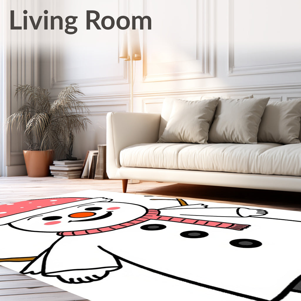 Pink Polka Dot Snowman Face Scarf Rug