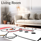 Pink Polka Dot Snowman Face Scarf Rug