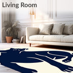 Deep Blue Sitting Dog Silhouette Rug