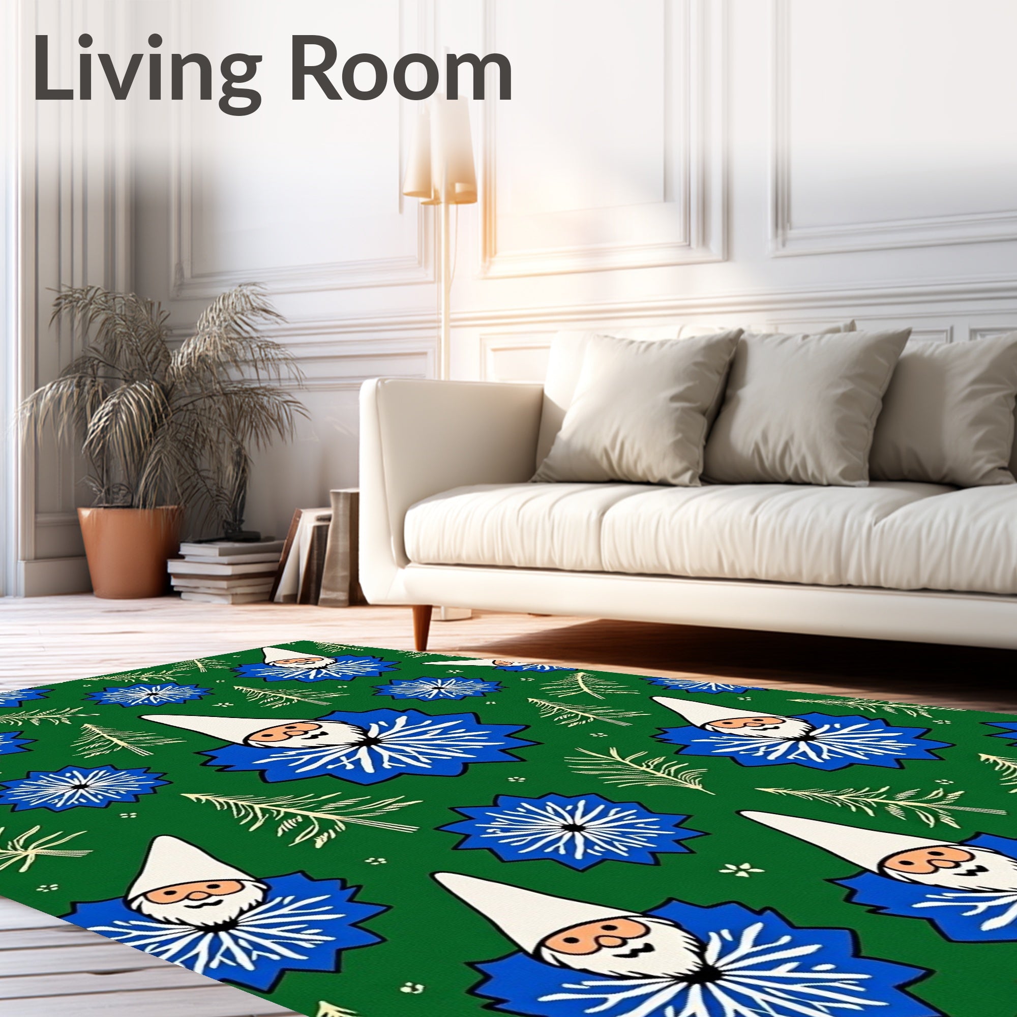 Green Gnome Blue Star Forest Frolic Rug