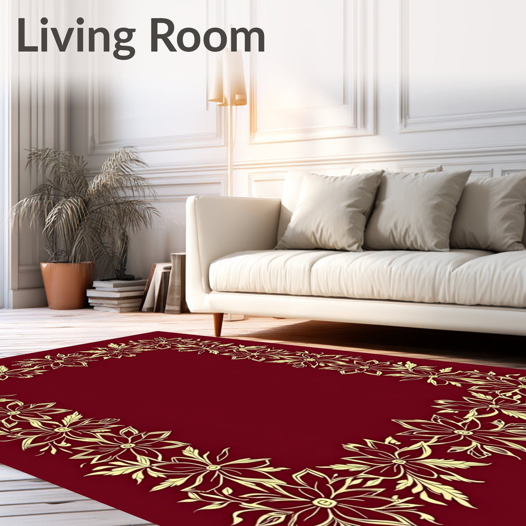 Golden Petal Leafed Border Rug