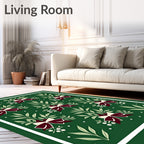 Deep Green Bow Leaf Cluster Rug